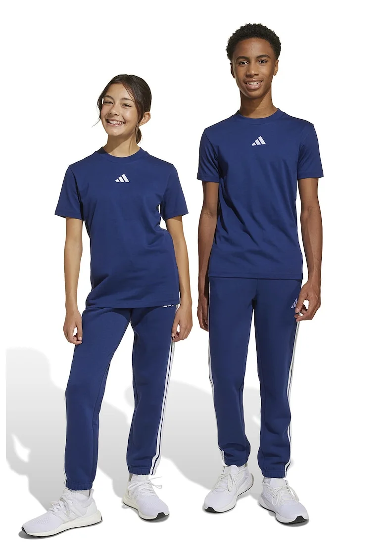 Pantaloni de trening regular fit cu benzi logo contrastante, Alb/Albastru inchis