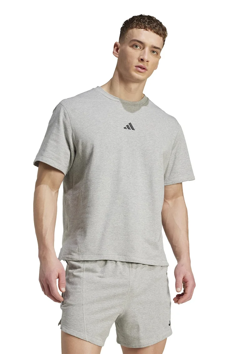 Tricou din amestec de bumbac cu logo, Gri melange