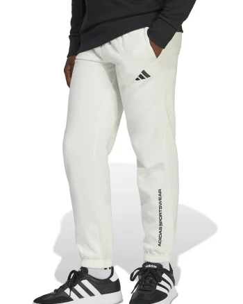 Pantaloni de trening cu logo si snur, Alb murdar