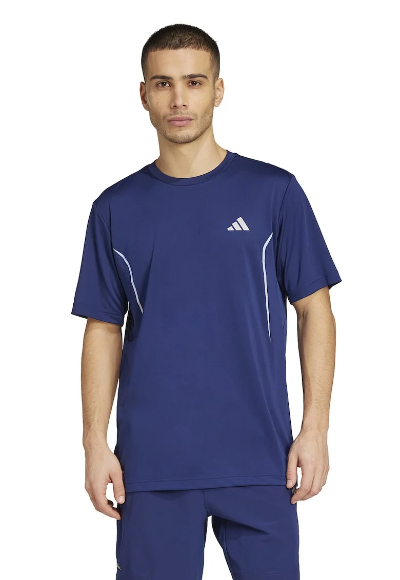 Tricou cu decolteu la baza gatului pentru fitness, Albastru inchis
