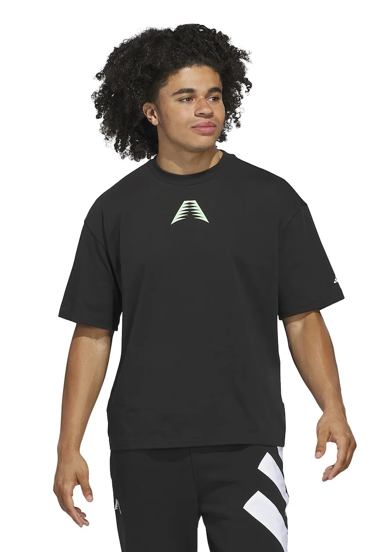 Tricou cu decolteu la baza gatului pentru baschet, Negru/Verde lime