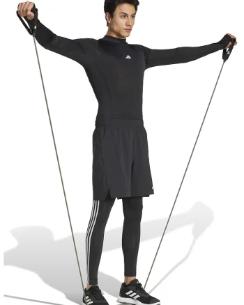 Bluza slim-fit cu guler scurt, pentru fitness, Negru