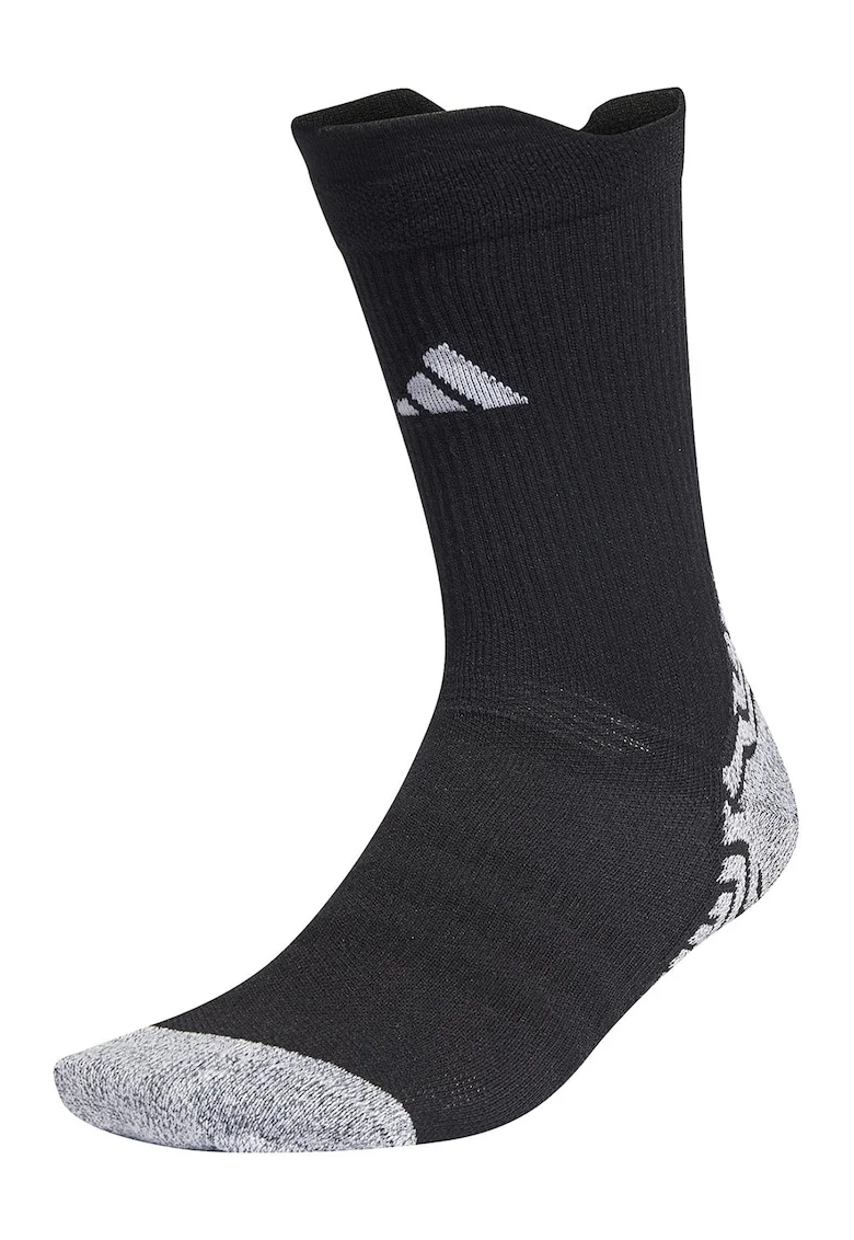 Sosete unisex cu logo, pentru fotbal, Negru/Alb murdar