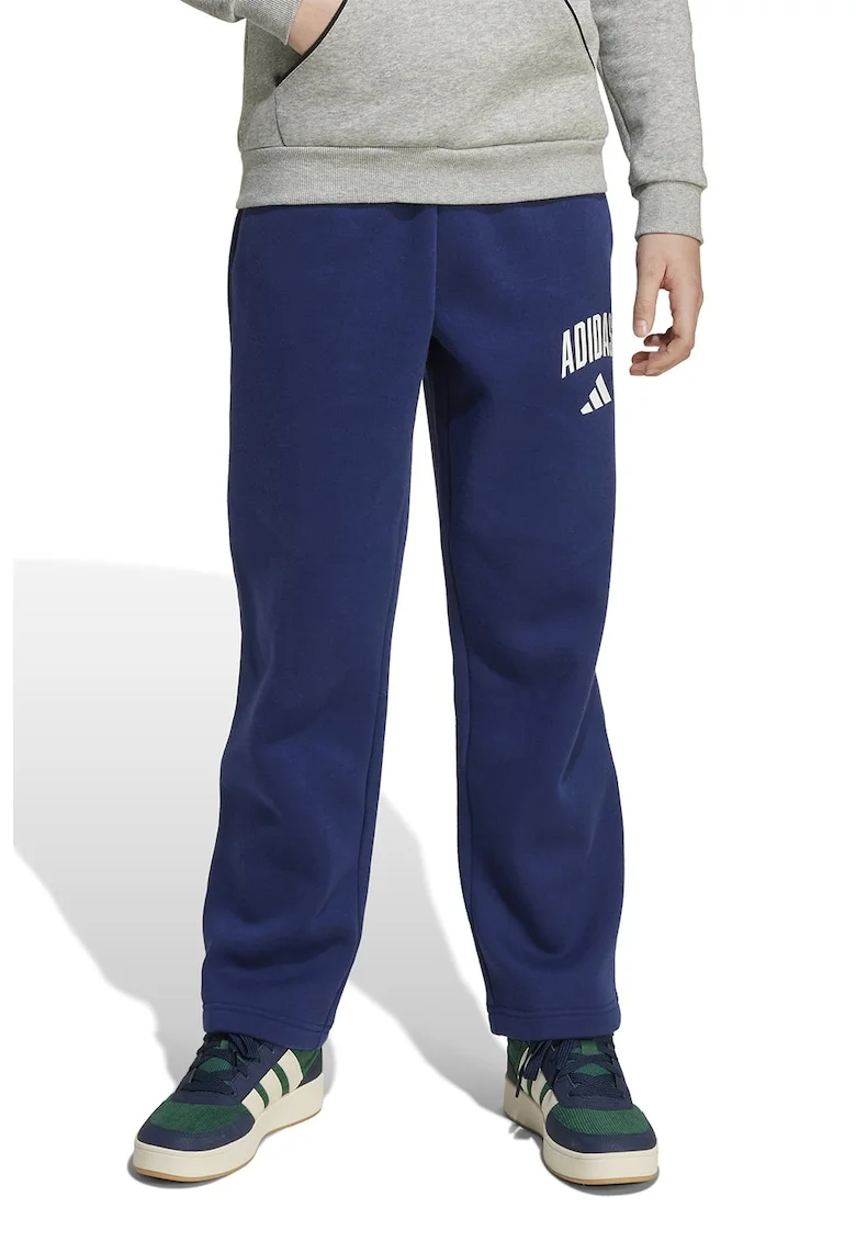 Pantaloni de trening drepti cu logo, Albastru inchis