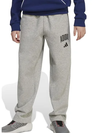 Pantaloni de trening drepti cu logo, Gri deschis melange