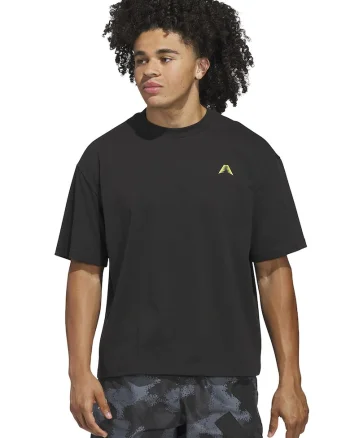 Tricou din amestec de bumbac cu decolteu la baza gatului, Negru/Verde lime