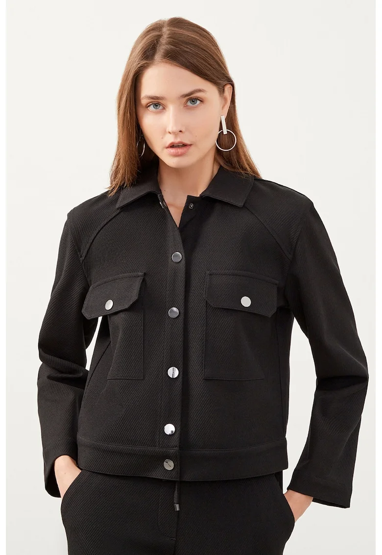 Jacheta usoara cu maneci raglan, Negru