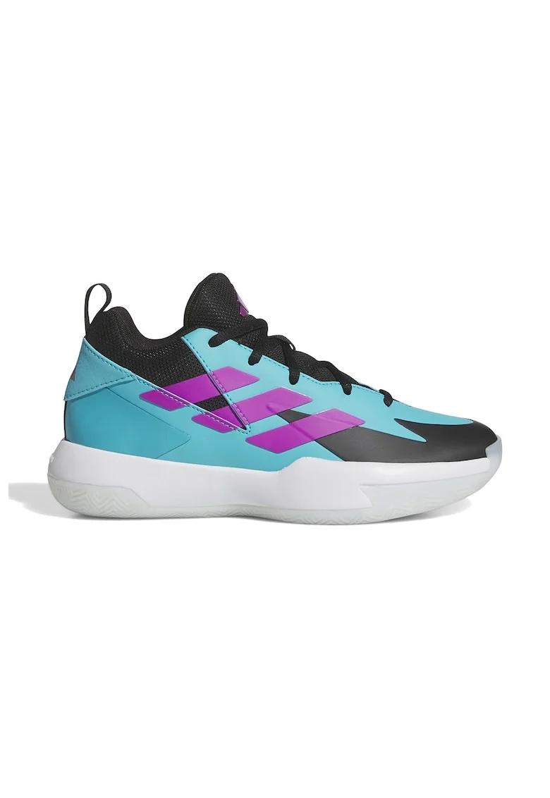 Pantofi mid-cut Cross Em Up pentru baschet, Negru/Violet deschis/Turcoaz