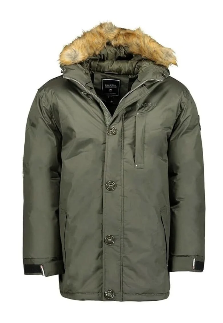 Parka  Chapala, barbati, kaki, 100% poliester, cu gluga si izolatie