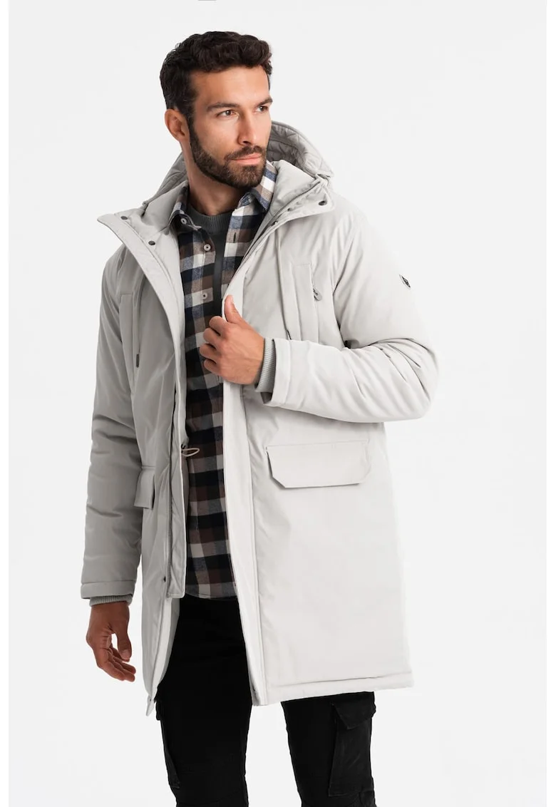 Geaca parka  OM-JALJ-0166, Cu fermoar, Cu gluga, Barbati