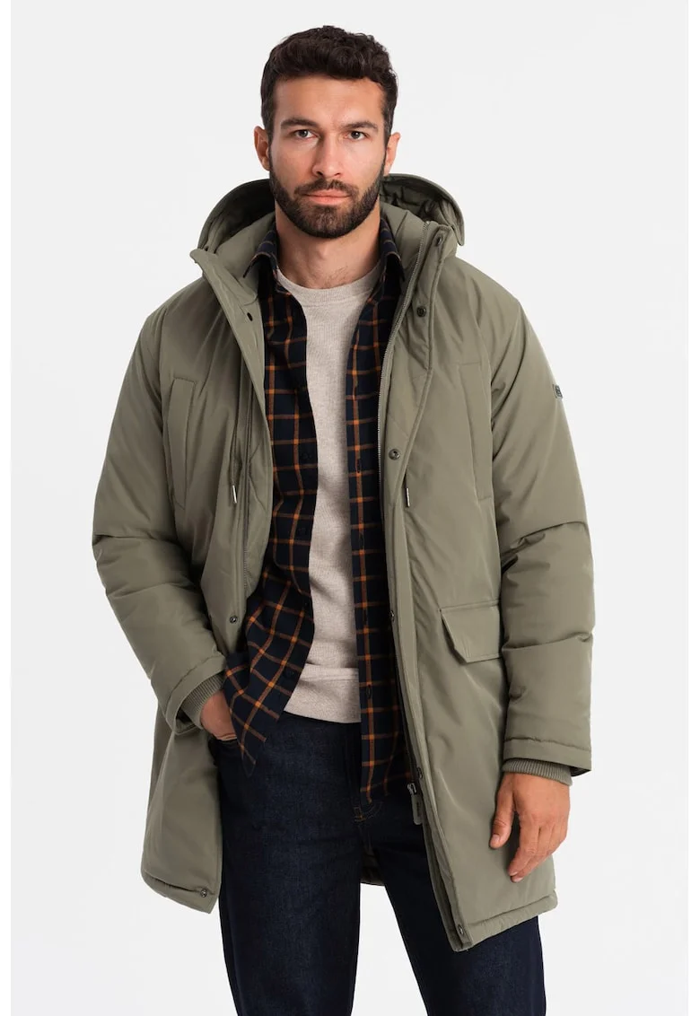 Geaca parka  OM-JALJ-0166, Cu fermoar, Cu gluga, Barbati