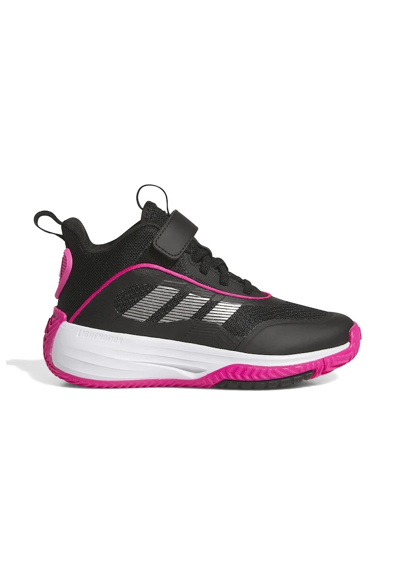 Pantofi Own The Game 3.0 cu bareta velcro pentru baschet, Negru/Fucsia