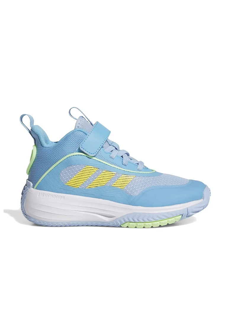 Pantofi Own The Game 3.0 cu bareta velcro pentru baschet, Albastru pastel/Galben pai