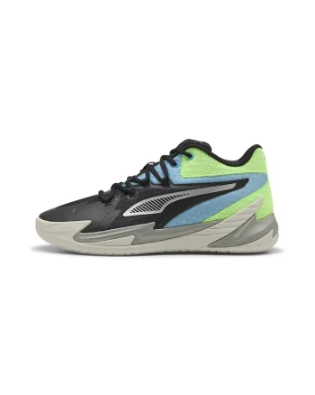 Pantofi cu detalii contrastante, pentru baschet The Dagger, Negru/Albastru azur/Verde fistic