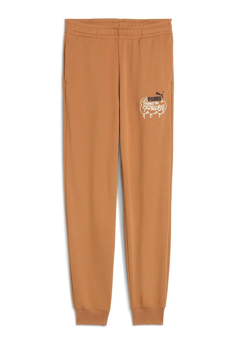 Pantaloni de trening cu imprimeu grafic MID90s, Maro camel