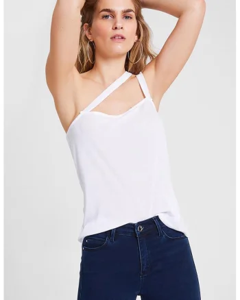 Top uni de lyocell, Alb optic