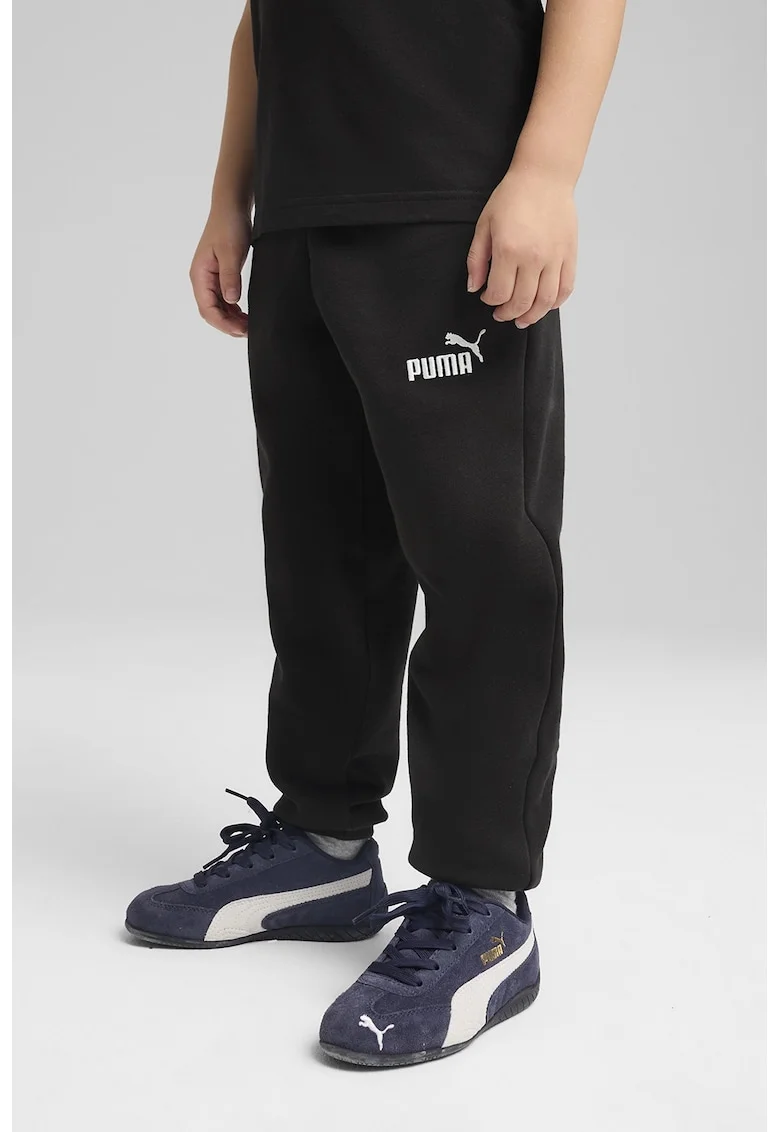 Pantaloni de trening cu banda elastica in talie si logo ESS No. 1 Logo, Negru