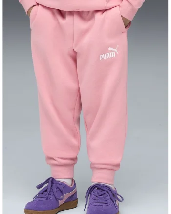 Pantaloni de trening cu banda elastica in talie si logo ESS No. 1 Logo, Roz somon