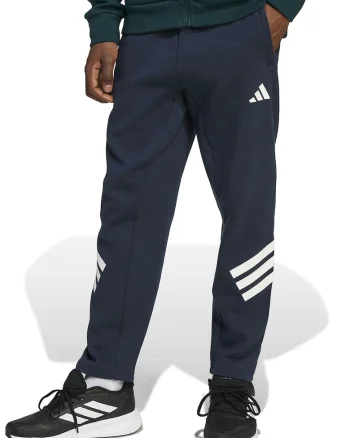 Pantaloni de trening cu snur si buzunare laterale, Alb/Bleumarin