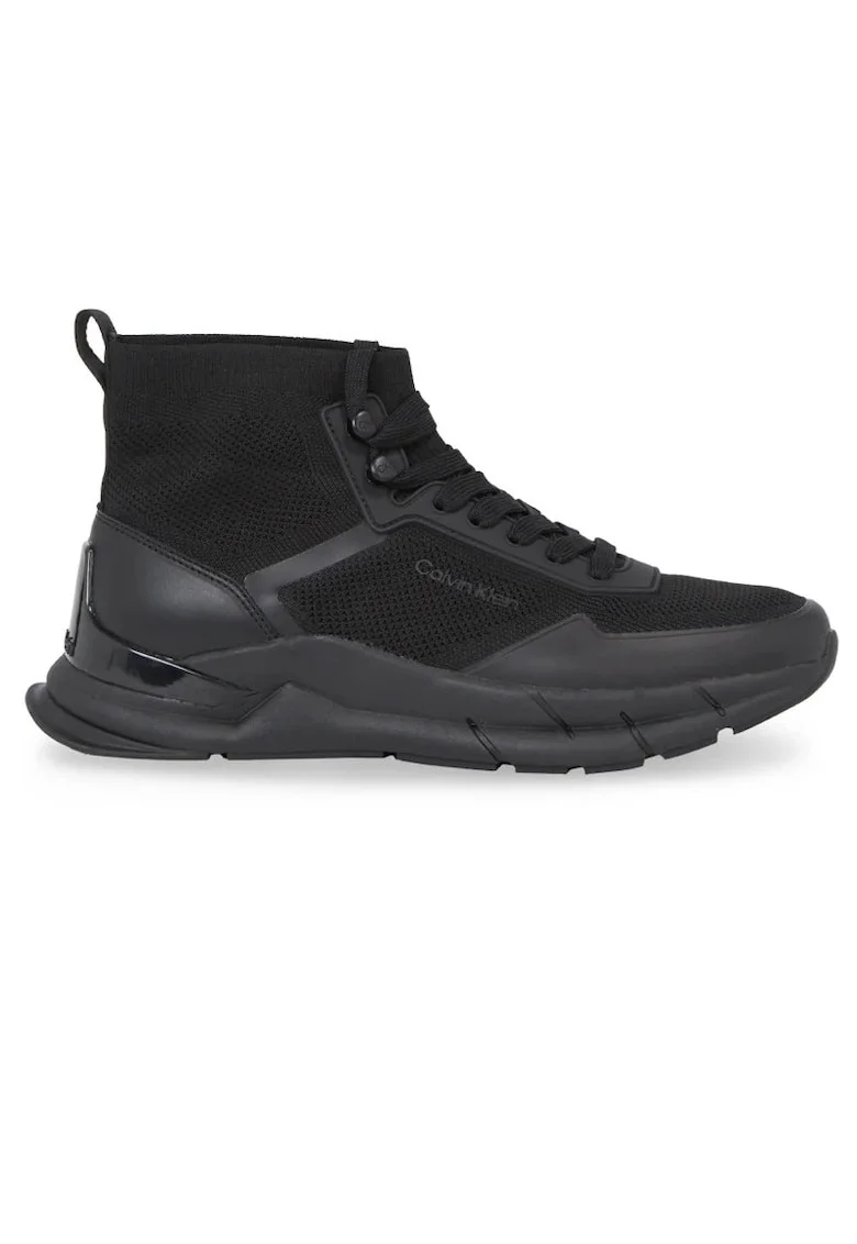 Pantofi sport  pentru Barbati, high top lace up knit, Negru