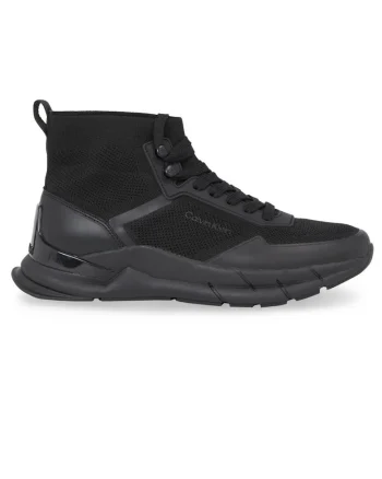 Pantofi sport  pentru Barbati, high top lace up knit, Negru