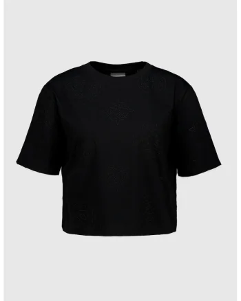 Tricou lejer cu broderie, pentru antrenament, Negru