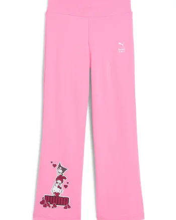 Pantaloni cu croiala ampla si imprimeu Hello Kitty, Alb/Roz zmeuriu/Roz pastel