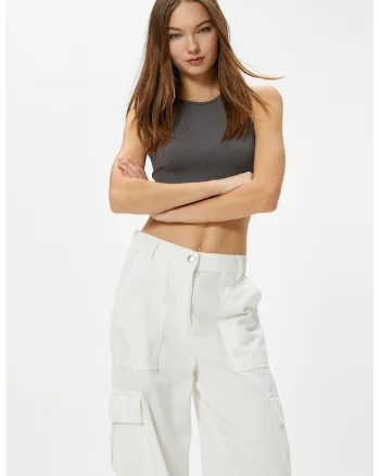 Top crop cu aspect striat, Gri antracit
