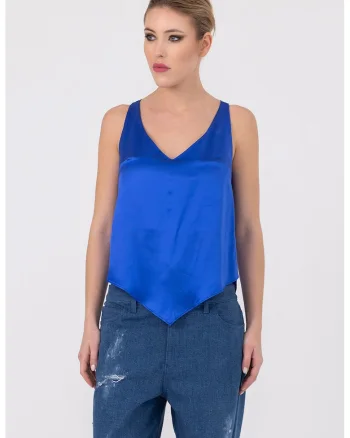 Top de matase Ilayda, Albastru royal