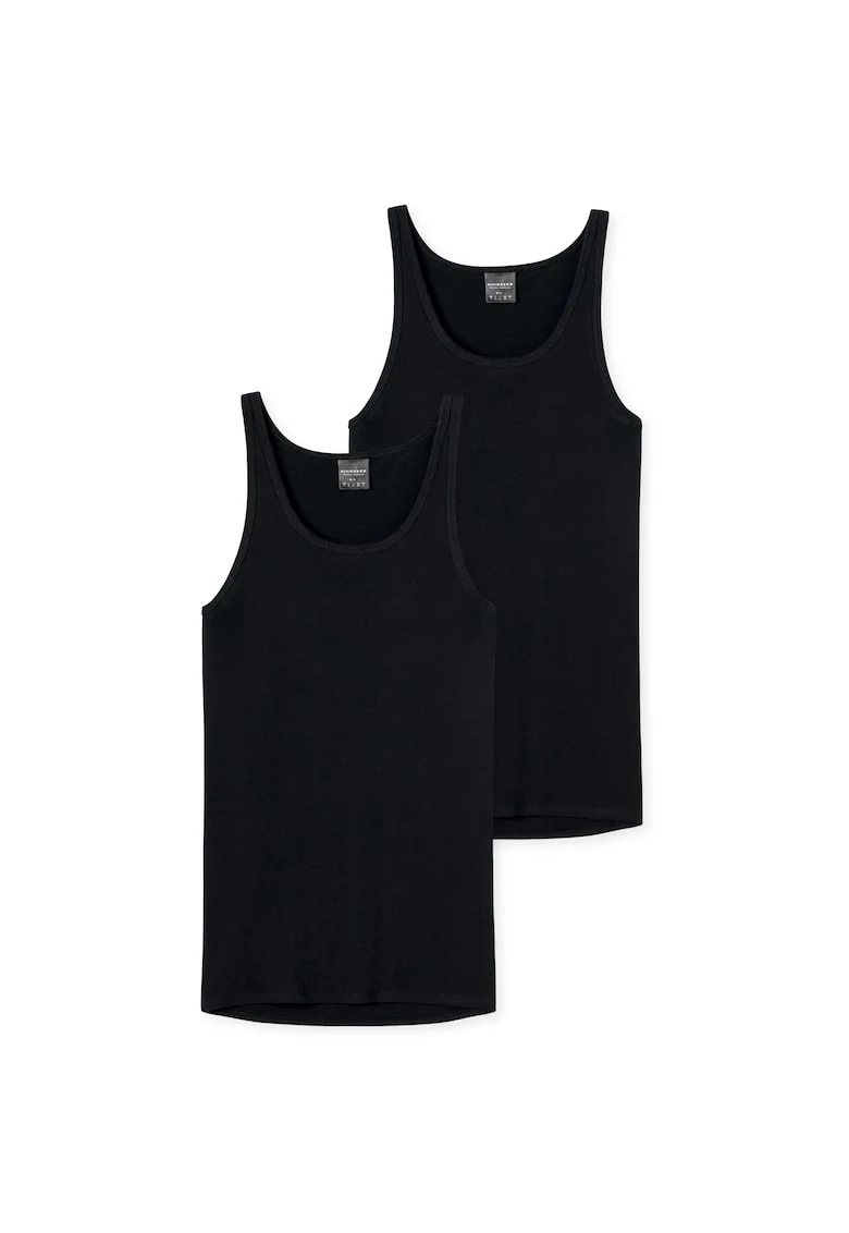 Set de topuri cu decolteu in U - 2 piese, Negru