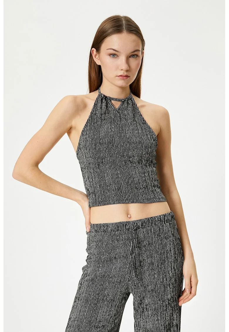 Top crop halter, Alb/Negru