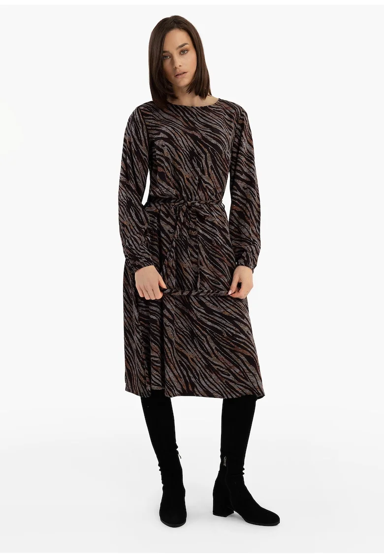 Rochie midi din viscoza cu model,  G-Maize, maro, Maro