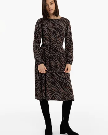 Rochie midi din viscoza cu model,  G-Maize, maro, Maro