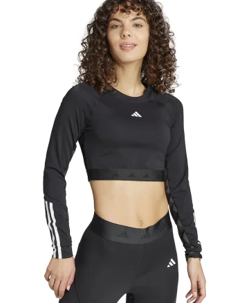 Bluza crop cu maneci raglan pentru fitness Hyperglam, Negru
