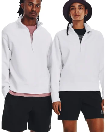 Bluza unisex cu fermoar scurt pentru antrenament Summit, Alb/Negru