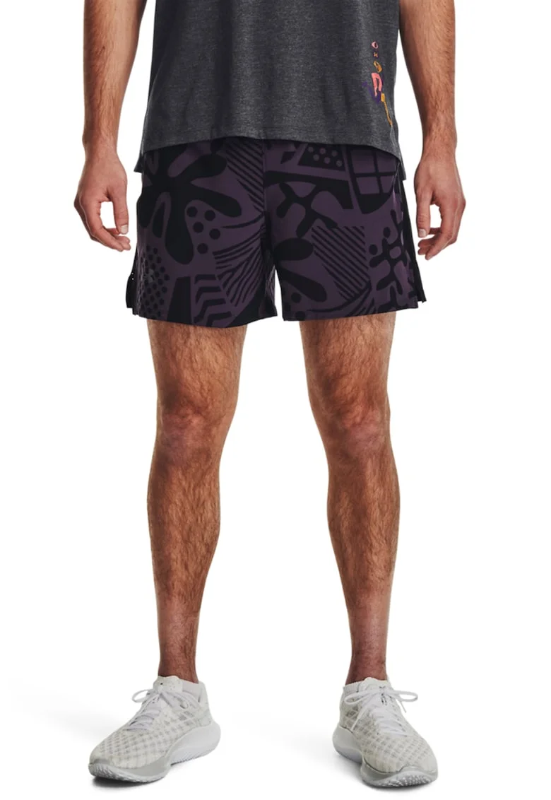 Pantaloni scurti cu snur interior de ajustare pentru alergare Run In Peace, Negru/Violet