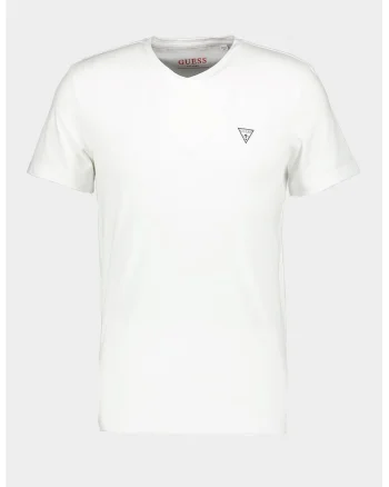 Tricou slim fit cu decolteu in V, Negru/Alb optic