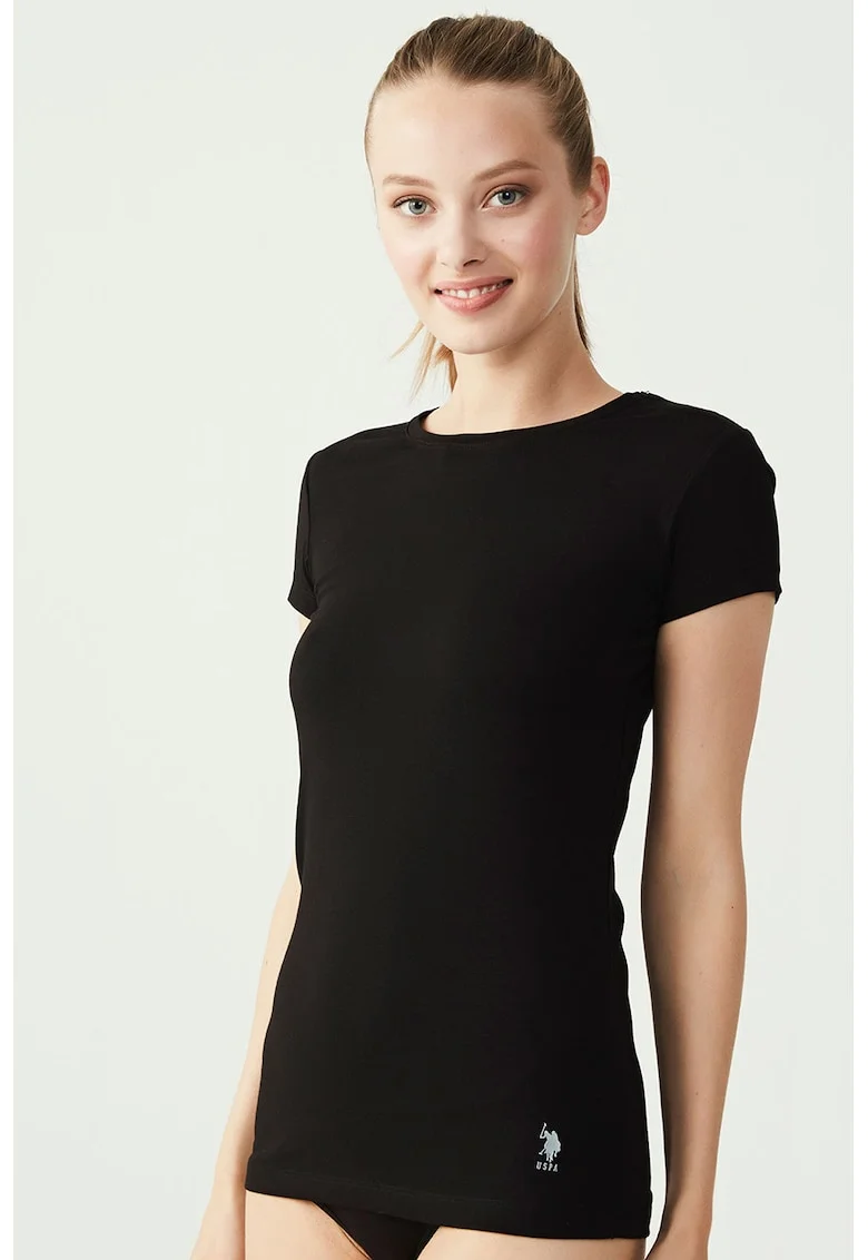 Tricou de casa din amestec de bumbac si modal, Negru
