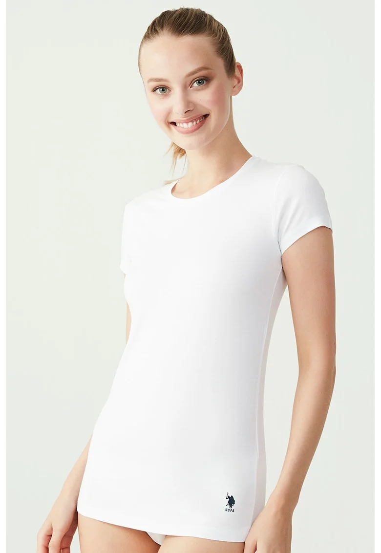 Tricou de casa din amestec de bumbac si modal, Alb