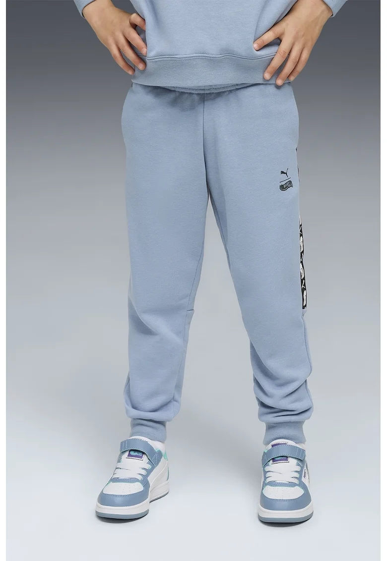 Pantaloni de trening cu logo, Negru/Albastru azur