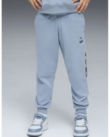 Pantaloni de trening cu logo, Negru/Albastru azur