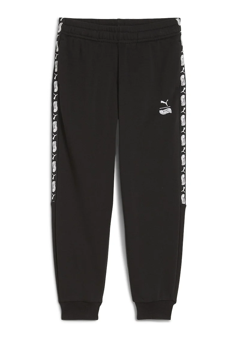 Pantaloni de trening cu logo, Alb/Negru