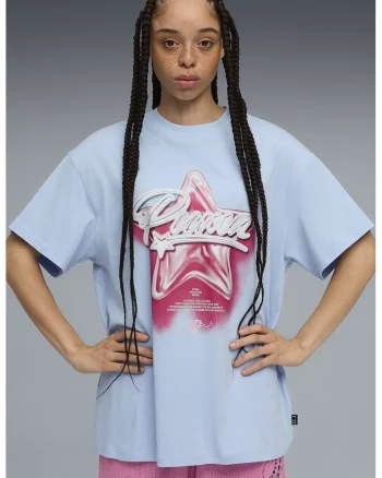 Tricou supradimensionat unisex Shooting Stars, Rosu/Alb/Albastru deschis