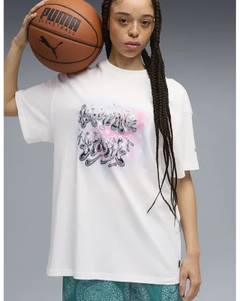 Tricou supradimensionat unisex Shooting Stars, Alb optic/Roz