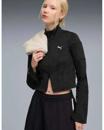 Jacheta crop slim-fit, Negru