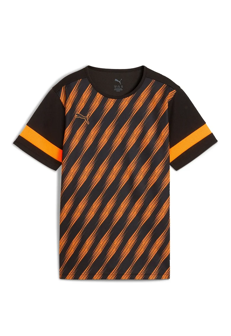 Tricou cu model, pentru fotbal, Negru/Portocaliu mandarina