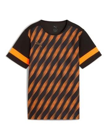 Tricou cu model, pentru fotbal, Negru/Portocaliu mandarina
