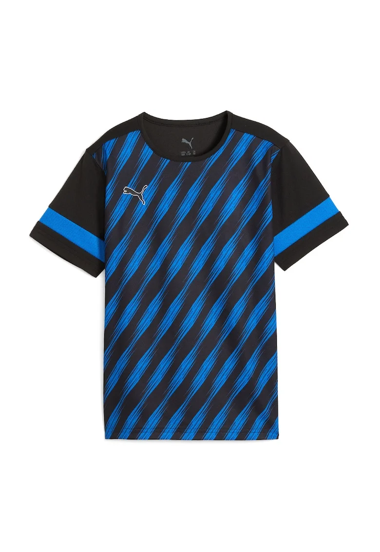 Tricou cu model, pentru fotbal, Negru/Albastru royal