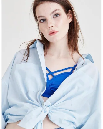 Top crop uni, Albastru royal