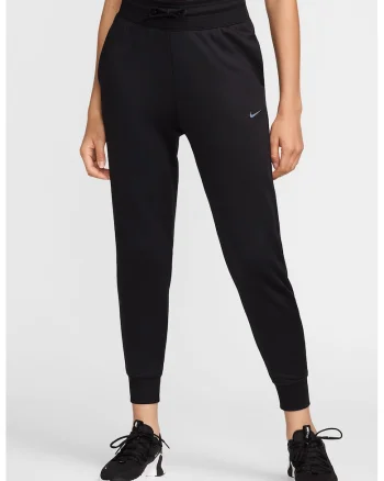 Pantaloni de trening cu talie ajustabila si talie inalta, pentru fitness, Negru